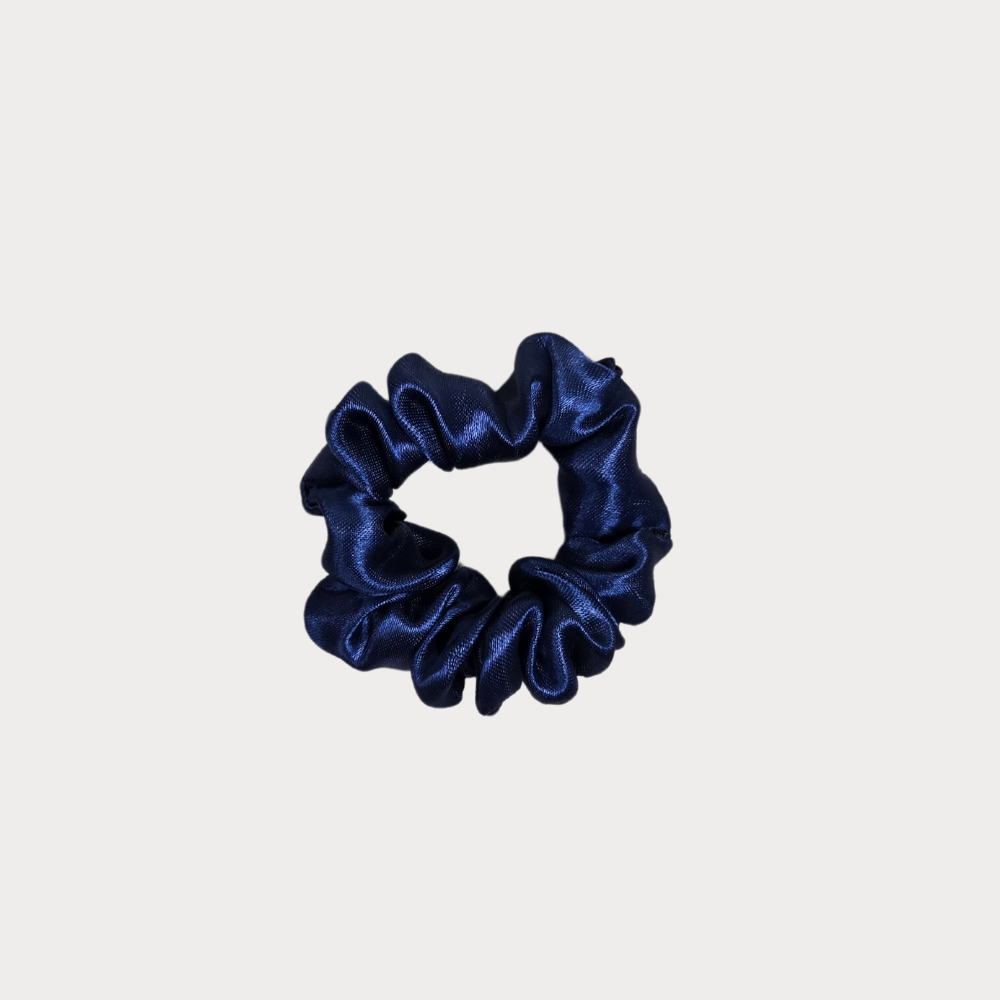 Navy Blue Satin Scrunchie
