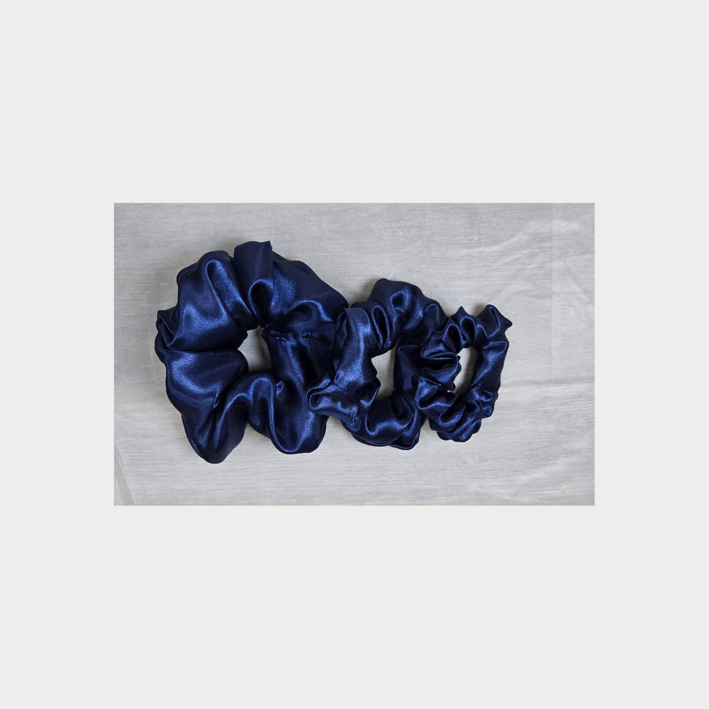 Navy Blue Satin Scrunchie