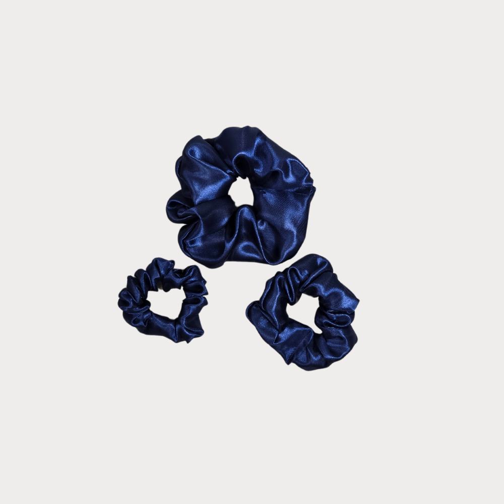 Navy Blue Satin Scrunchie