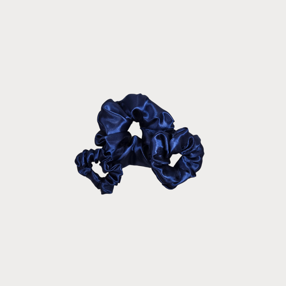 Navy Blue Satin Scrunchie