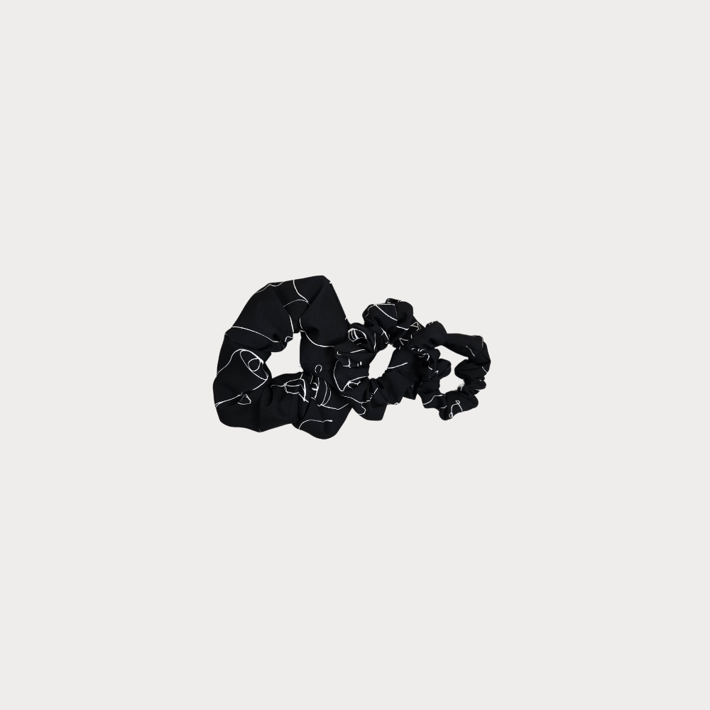 Black and White Patterned Scrunchie