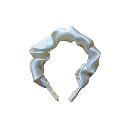 Beige Satin Scrunch Headband