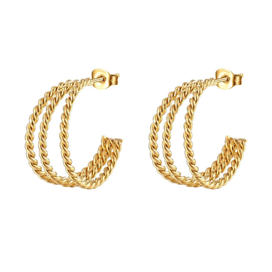 Triple Twist Hoop Earrings