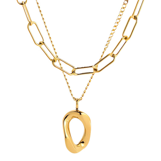 Oval Asymmetric Layered Necklace