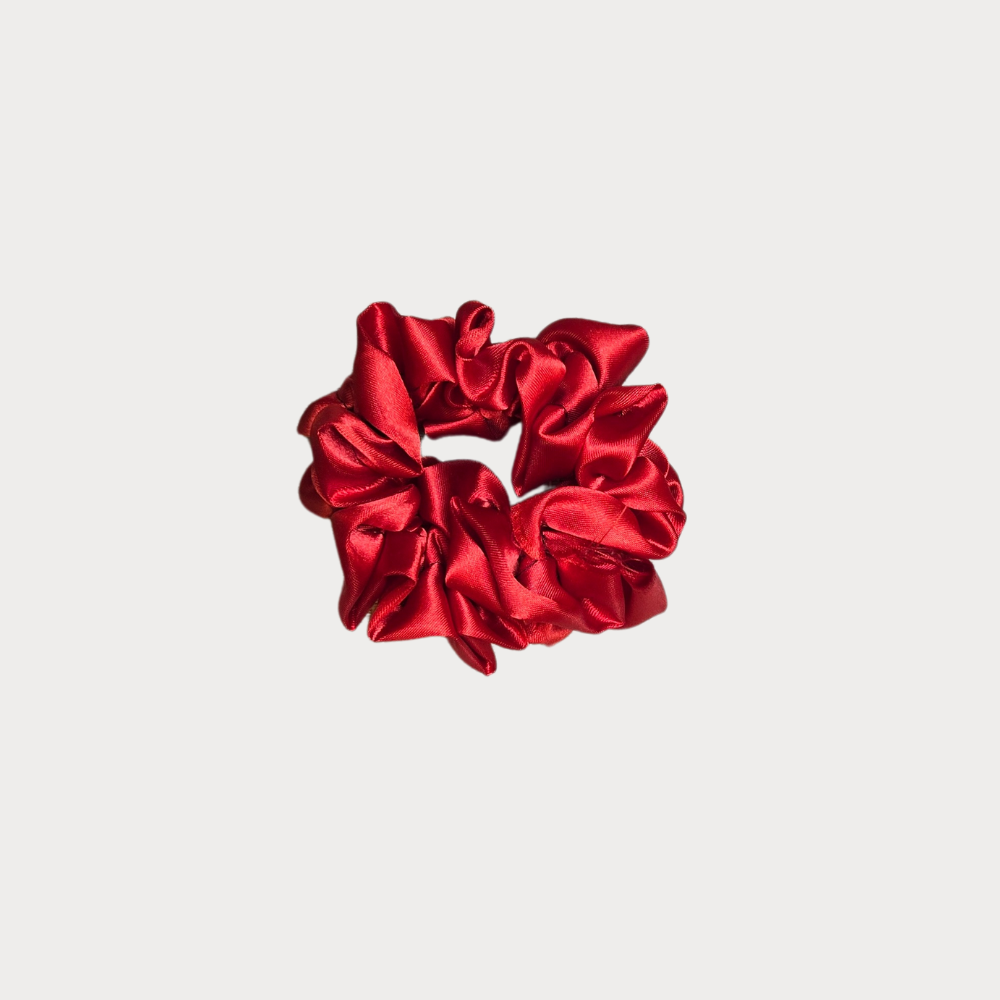 Red Ruffled Satin Scrunchie